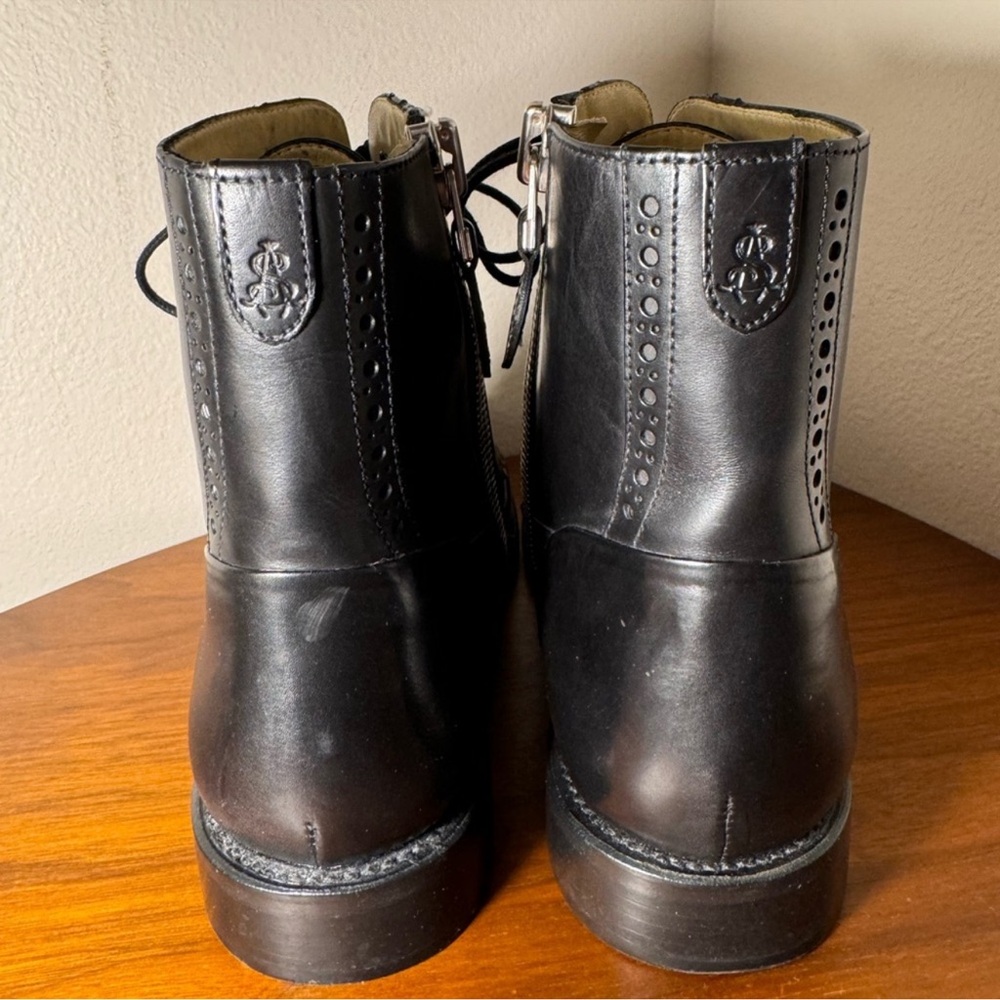 The Office of Angela Scott handmade Black Leather lace-up Ankle Boots EU41 US11 - Picture 6 of 11